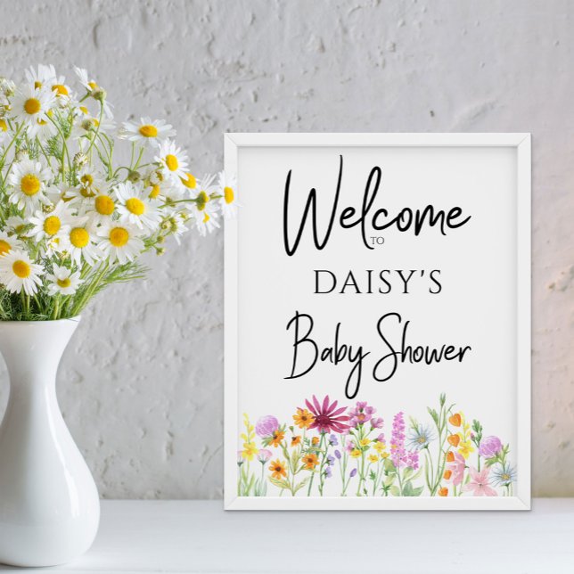 Wildblume Meadow Baby Dusche Willkommen Poster (Baby Shower welcome sign from my Wildflower Meadow Collection - or printed or as digital file)