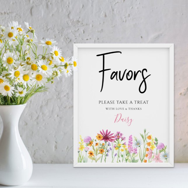 Wildblume Meadow Baby Shower Favoriten Poster (Floral favors sign from my Wildflower Meadow Collection - or printed or as digital file)