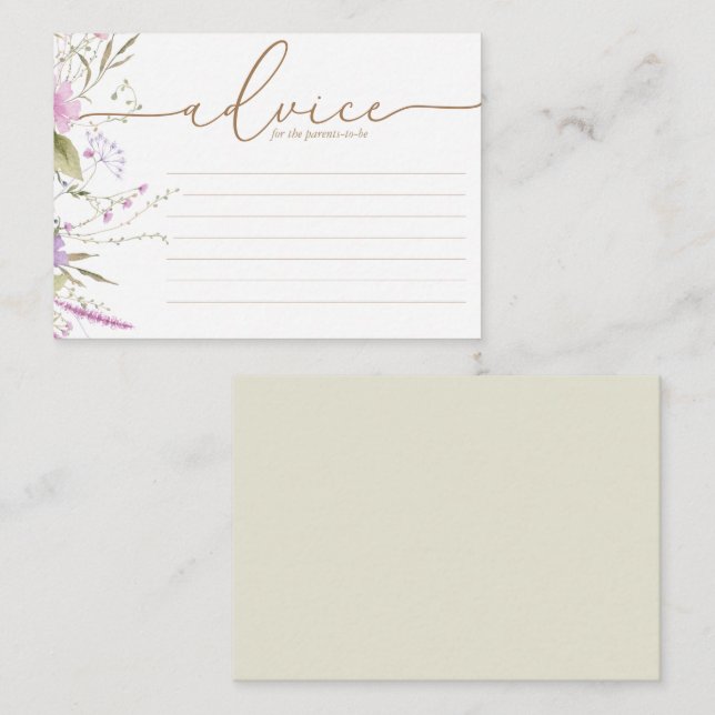 Wildblume Meadow | Babyduschratenkarte Hinweiskarte (Vorne/Hinten)