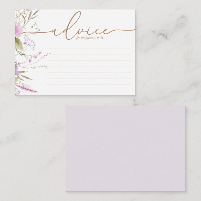 Wildblume Meadow | Babyduschratenkarte Hinweiskarte (Vorne/Hinten)