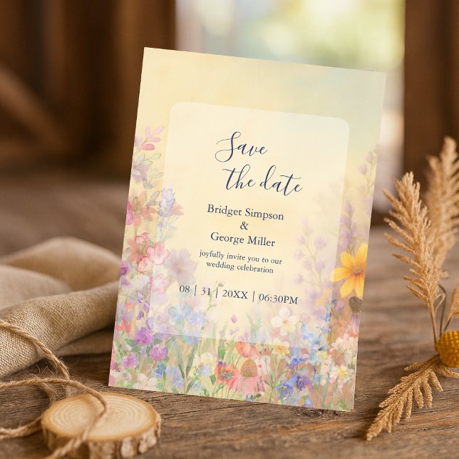 Wildblume Meadow Barn Hochzeit sicher das Datum Einladung (Von Creator hochgeladen)