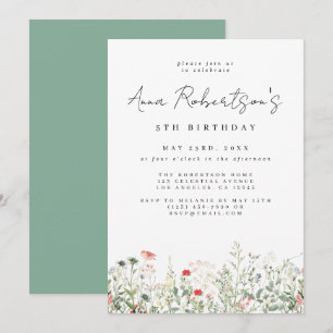 Wildblume Meadow Birthday Einladung