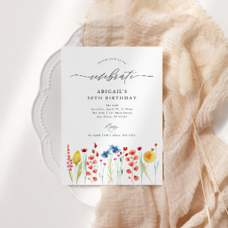 Wildblume Meadow Border feiert Geburtstag Einladung