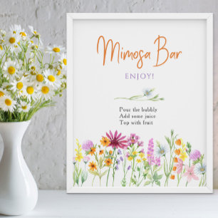 Wildblume Meadow Brautparty Mimosa Bar Sign Poster