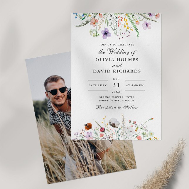 Wildblume Meadow Custom Foto Hochzeit Einladung (Von Creator hochgeladen)