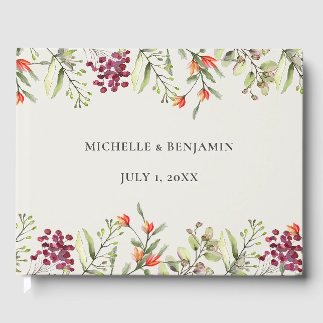 Wildblume Meadow Ecru Wedding Gästebuch (Vorderseite)