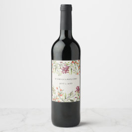 Wildblume Meadow Ecru Wedding Wine Bottle Weinetikett