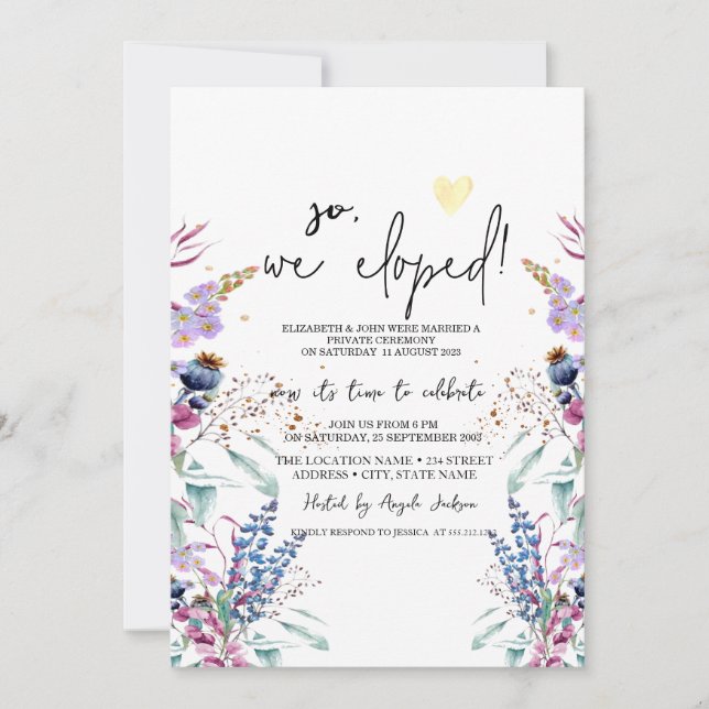 Wildblume Meadow Elopement Einladung (Vorderseite)
