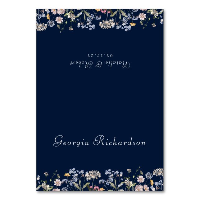 Wildblume Meadow Garden Wedding Platzkarte Tischnummer (Vorderseite)
