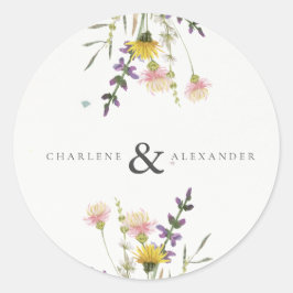 Wildblume Meadow Garden Wedding Runder Aufkleber