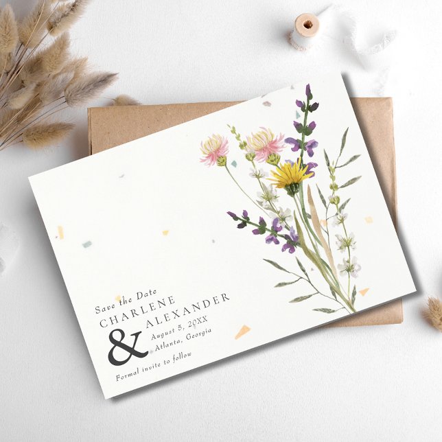 Wildblume Meadow Garden Wedding Save The Date (Wildflower Meadow Garden Wedding Save The Date)