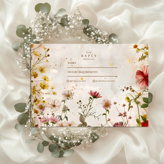 Wildblume Meadow Hochzeit im Herbst RSVP Karte (Von Creator hochgeladen)