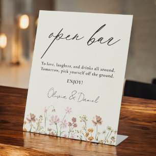 Wildblume Meadow Open Bar Wedding Sockelschild