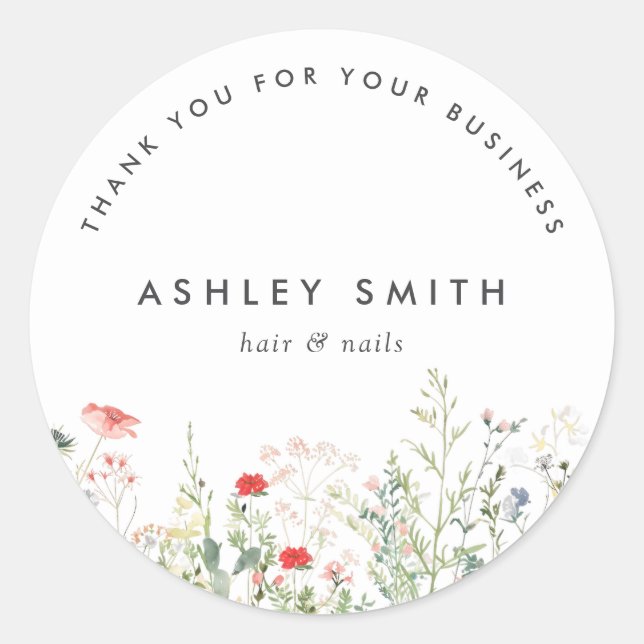 Wildblume Meadow Runder Aufkleber (Vorderseite)