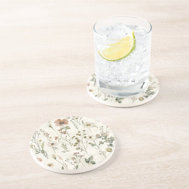 Wildblume Meadow Sandstone Getränkeuntersetzer (Seite)