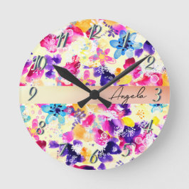 Wildblume Meadow Shabby Blume Runde Wanduhr