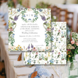 Wildblume Meadow Spring Blumenkolorierte Hochzeit Einladung