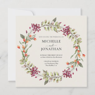 Wildblume Meadow Square Wedding Einladung - Ecru