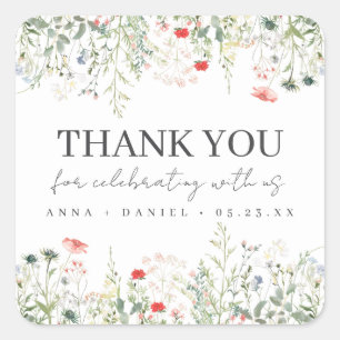Wildblume Meadow Wedding Danke Square Sticker