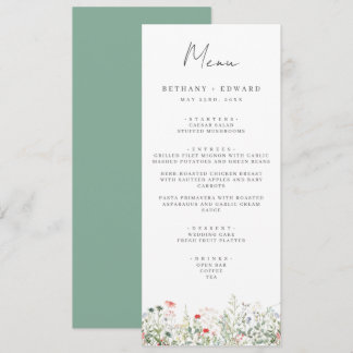 Wildblume Meadow Wedding Menü Menükarte