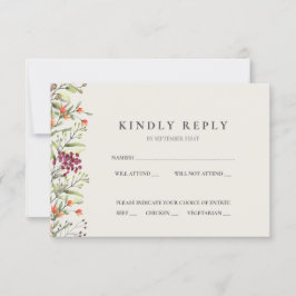 Wildblume Meadow Wedding RSVP Card Ecru Einladung