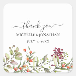 Wildblume Meadow Wedding Vielen Dank Quadratischer Aufkleber