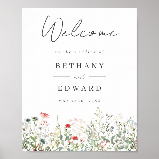 Wildblume Meadow Wedding Welcome Poster (Vorne)