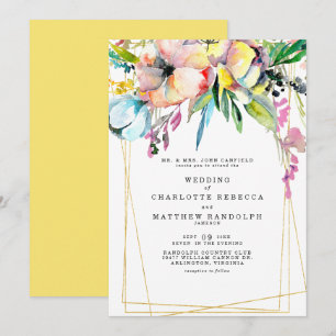 Wildblume Mehrfarbig Floral Elternteil Gelb Hochze Einladung