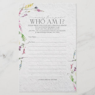Wildblume Memory Lane Brautparty Game