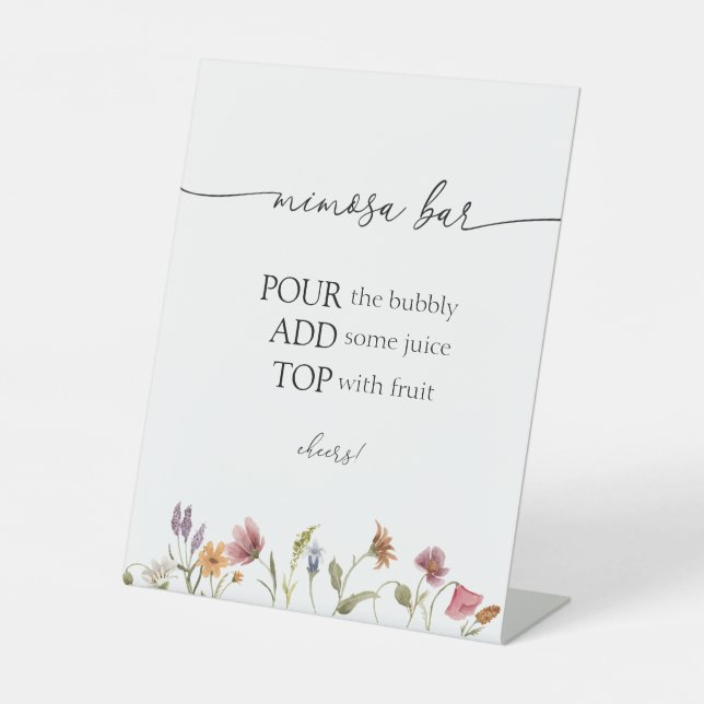 Wildblume Mimosa Bar Sign Sockelschild (Vorderseite)