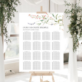 Wildblume Minimalistisch Hochzeit 16 Tischsitze Poster