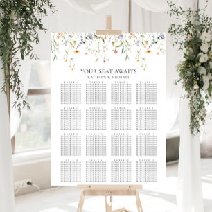 Wildblume Minimalistisch Hochzeit 16 Tischsitze Poster