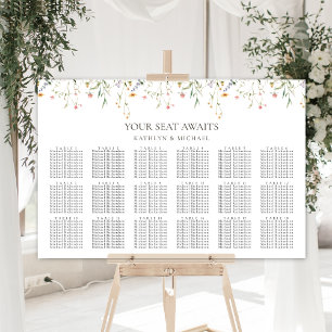 Wildblume Minimalistisch Hochzeit 18 Tischsitze Poster