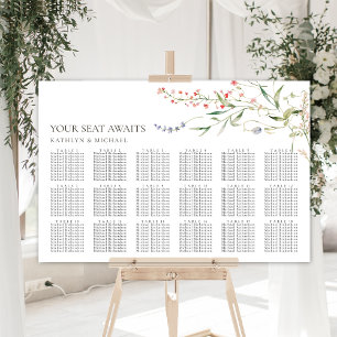 Wildblume Minimalistisch Hochzeit 18 Tischsitze Poster