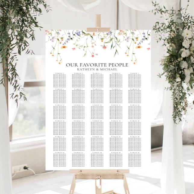 Wildblume Minimalistisch Hochzeit 30 Tischsitze Poster (Von Creator hochgeladen)