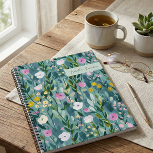 Wildblume mit Aquarellfarben Personalisiertes Sket Notizbuch
