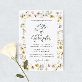 Wildblume mit Aquarellrahmen Einladung zur Hochzei