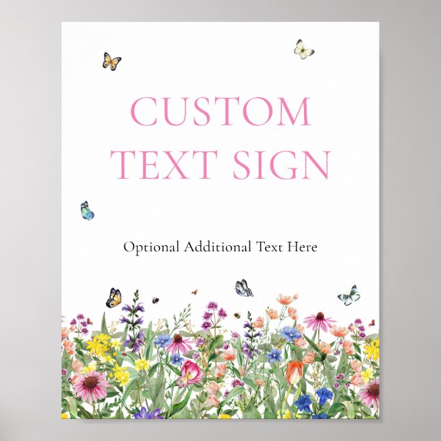 Wildblume mit benutzerdefiniertem Textzeichen eins Poster (Vorne)