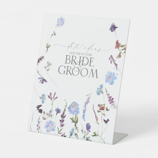 Wildblume mit dunkelblauer Wasserfarbe Sockelschild (Vorderseite)