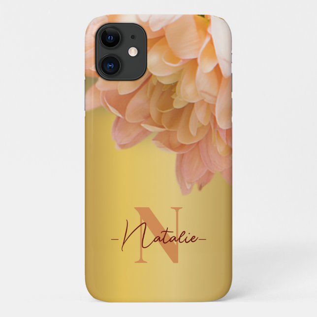 Wildblume mit mit Monogramm Luxus-Gold-Hintergrund Case-Mate iPhone Hülle (Rückseite)