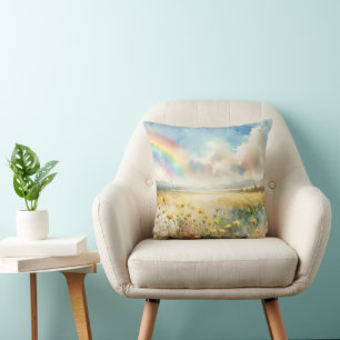 Wildblume mit Regenbogen Kissen