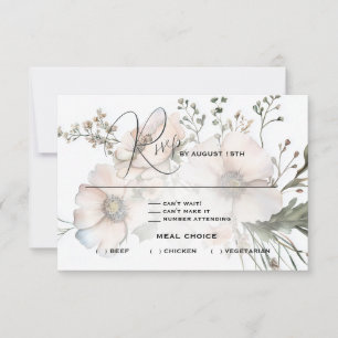 Wildblume mit weichem Wasserfarben RSVP Karte