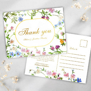 Wildblume Moderne florale Elegante Hochzeit Vielen Postkarte