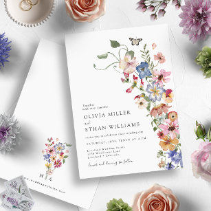 Wildblume Moderne Hochzeit Einladung