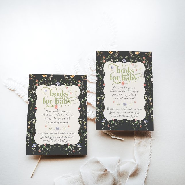 Wildblume Moderne neutrale Babyduschbücher Begleitkarte (Von Creator hochgeladen)