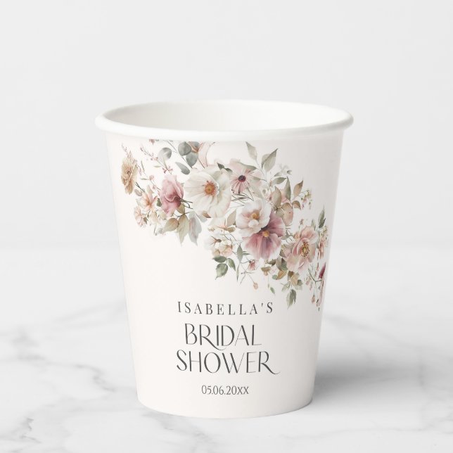 Wildblume Modernes Brautparty Pappbecher (Vorderseite)
