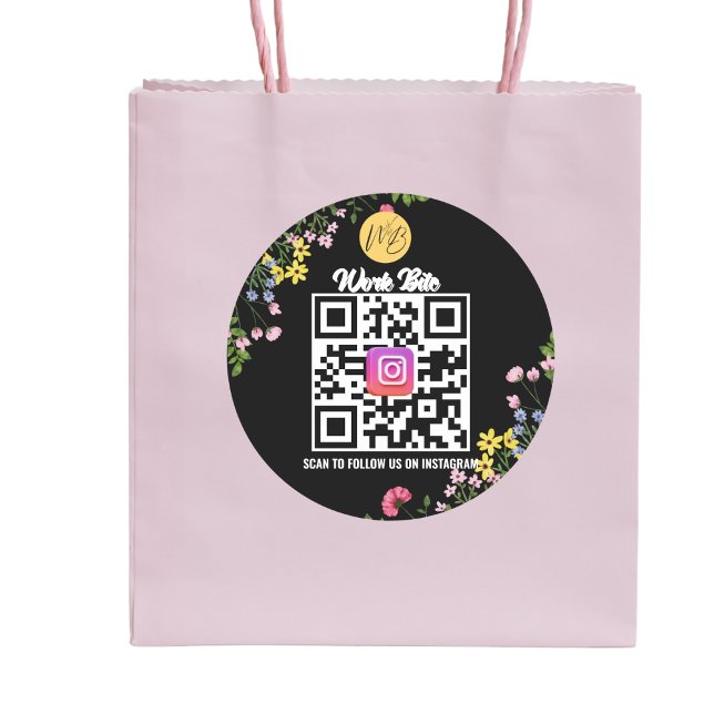 Wildblume Modernes Business Instagramm Qr Code Runder Aufkleber (Von Creator hochgeladen)