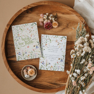 Wildblume Modernes neutrales Babyduschbuch Begleitkarte