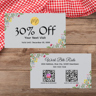 Wildblume Modernes Restaurant Qr Code Menü und Rabattkarte