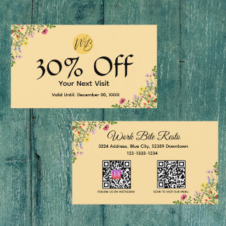 Wildblume Modernes Restaurant Qr Code Menü und Rabattkarte